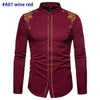 Gold Embroidery White Shirt Men Brand New Stand Collar Mens Dress Shirts Casual Slim Long Sleeve Chemise Homme Camisa Masculina