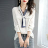 Elegant V-Neck Button Spliced All-match Lace Up Blouse Women's Clothing 2023 Spring New Casual Pullovers Loose Office Lady Shirt