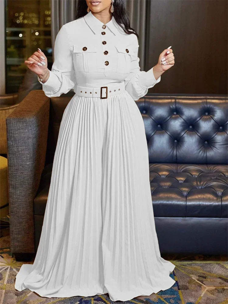 Wmstar Jumpsuit Women's Clothing Office Lady Button Fashion Maxi Rompers New in Fall Clothes Wholesale Dropshipping with Belt