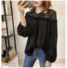 Lace Mesh Women Shirt Embroidery Patchwork Blouses 2025 Spring Long Sleeve Tops Casual Loose BlousesFemale Blusas Pullover