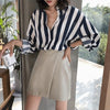 Spring Summer Loose POLO Collar Striped Printed Chiffon Shirt Women Clothing Y2K Casual Blouses Elegant Fashion Female Clothes