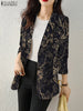 Retro Printed Long Sleeve Blazer