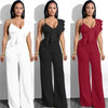 Patchwork Jumpsuit Women Casual Sexy Off Shoulder Slash Neck Long Sleeve Lady Black Jumpsuit Elegant Slim Wide Pants Streetwear