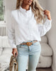 Women's Ruffled Standing Collar Long Sleeved Shirt Lace Collar Temperament Commuting Tops Fashion Women's Shirts for Women
