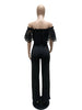 Patchwork Jumpsuit Women Casual Sexy Off Shoulder Slash Neck Long Sleeve Lady Black Jumpsuit Elegant Slim Wide Pants Streetwear