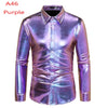 Men's Disco Shiny Gold Sequin Metallic Design Dress Shirt Long Sleeve Button Down Christmas Halloween Bday Party Stage Costume