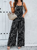 Retro Printed Women Jumpsuit Square Collar Sleeveless Suspenders Wide Leg Pants Jumpsuit 2024 Spring And Summer Elegant Romper