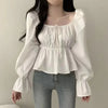 Ruffle White Flare Sleeve Blouse