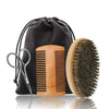 Professional Soft Boar Bristle Wood Beard Shaving Brush Men Mustache Comb Kit With Gift Bag Hairdresser Brush Hair Combs
