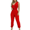 Elegant Red Flower Print Jumpsuit