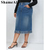 Women's Plus Size Washed Denim Skirt