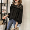 Lace Mesh Women Shirt Embroidery Patchwork Blouses 2025 Spring Long Sleeve Tops Casual Loose BlousesFemale Blusas Pullover