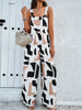 Retro Printed Women Jumpsuit Square Collar Sleeveless Suspenders Wide Leg Pants Jumpsuit 2024 Spring And Summer Elegant Romper