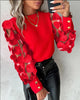 Women Embroidery Floral Patchwork Blouse Shirts Spring Female O-Neck One Button Back Long Lantern Sleeve OL Blouse Tops