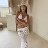 3 Pieces Bikini Set Swimsuit 2025 Vintage Halter Swimwear Women Swimsuit Bathing Suit Beachwear Lace Female Swimming Suit Skirt