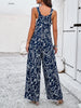 Retro Printed Women Jumpsuit Square Collar Sleeveless Suspenders Wide Leg Pants Jumpsuit 2024 Spring And Summer Elegant Romper