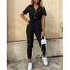 New Summer Jumpsuit Women Elegant Casual Lapel Buckle Printed Female Jumpsuit Woman Trousers Playsuit Overalls Bodysuit Romper