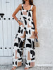 Retro Printed Women Jumpsuit Square Collar Sleeveless Suspenders Wide Leg Pants Jumpsuit 2024 Spring And Summer Elegant Romper
