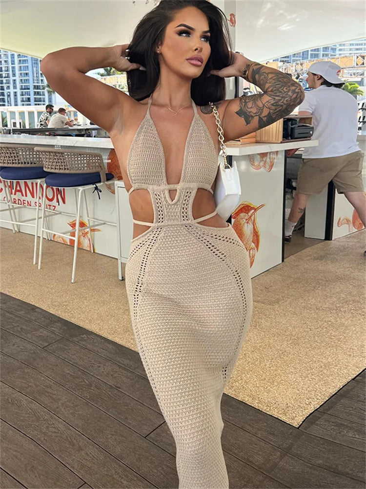 Solid Knit Halter Dress