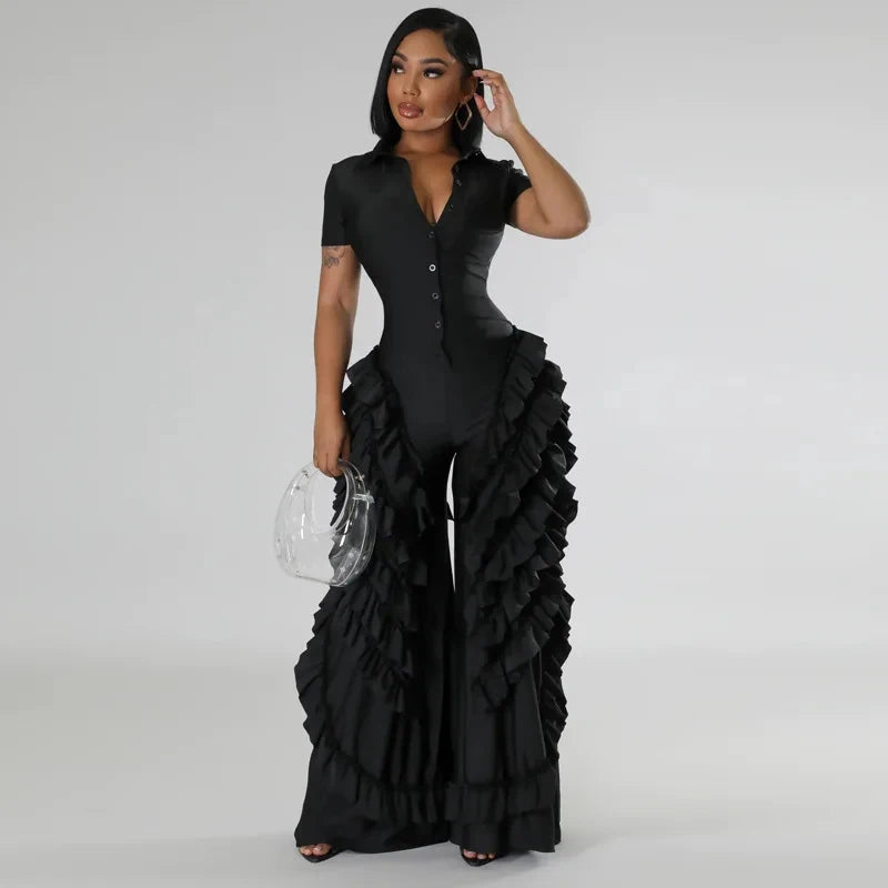 Multi-Ruffles Short Sleeve Jumpsuit