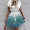 Printed Lace V-Neck Wrap Dress
