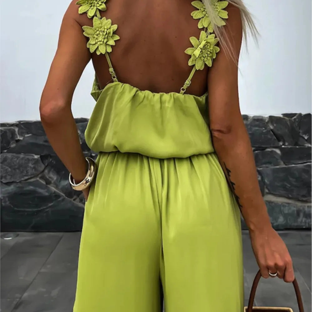 Spring Summer Sexy Suspender Jumpsuit For Women'S Fashion Waist Relaxed Sleeveless Vacation Female Elegant Jumpsuit Pants 2024