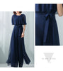 Lotus Leaf Sleeve Jumpsuit Women's Summer Long 2023 New Chiffon Jumpsuit Wide Leg Set Temperament Jumpsuit Female Bodysuit Blue