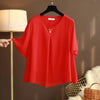 2024 New Summer Obesity Women Chiffon Blouses Oversized 6XL  Short Sleeve Loose Solid O-neck Shirts Tops  Blusa De Talla Grande