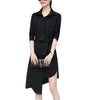 Women Shirt Long Sleeve  Irregular Tied Belts Lady Shirt Loose Commute Mild-length Dressing Up Polyester Lady Blouse For Female