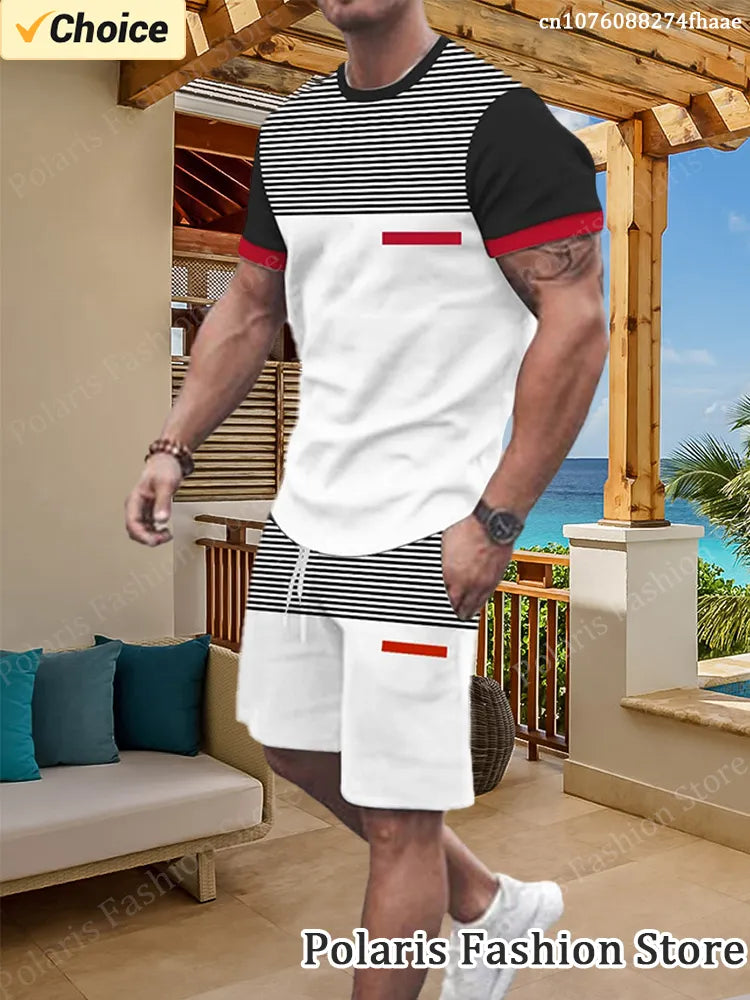 Summer Black And White Striped Set