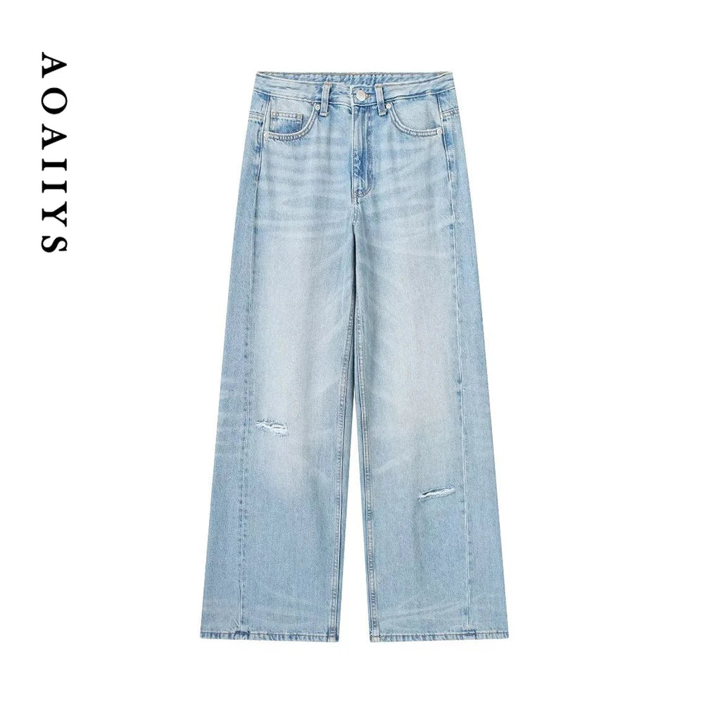 Aoaiiys Baggy High-Waist Jeans for Women