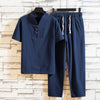 New Arrival Men's Cotton Short Sleeve +Trousers Set
