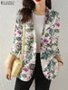 Retro Printed Long Sleeve Blazer