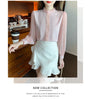 Spring Women Pink Chiffon Blouse Shirt Women Tops Blusas Mujer De Moda 2024 Long Sleeve Blouse Women Shirts Blouses Femme F447