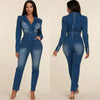 Denim Jumpsuit Women Overalls One Pieces Jean Double Breasted Turn Down Collar Vintage Elegant Streetwear Female Jumpsuits