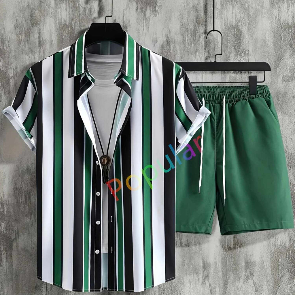 Summer New Men's Striped Set
