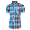 New Fashion Plaid Shirt Men Summer Casual Short Sleeve Shirts Mens Plus Size Beach Hawaiian Tops Blouse Male 5XL 6XL 7XL