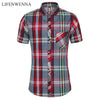 New Fashion Plaid Shirt Men Summer Casual Short Sleeve Shirts Mens Plus Size Beach Hawaiian Tops Blouse Male 5XL 6XL 7XL