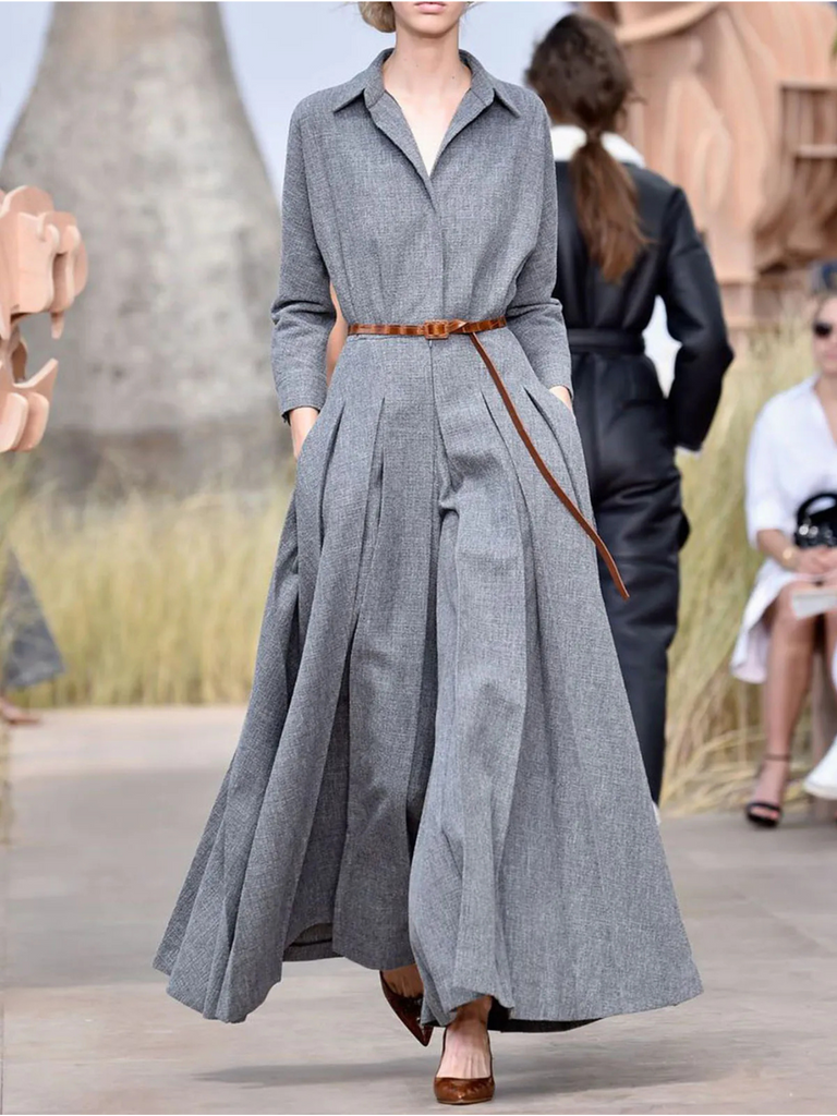 Women’s V-Neck Long Sleeve Wide-Leg Jumpsuit