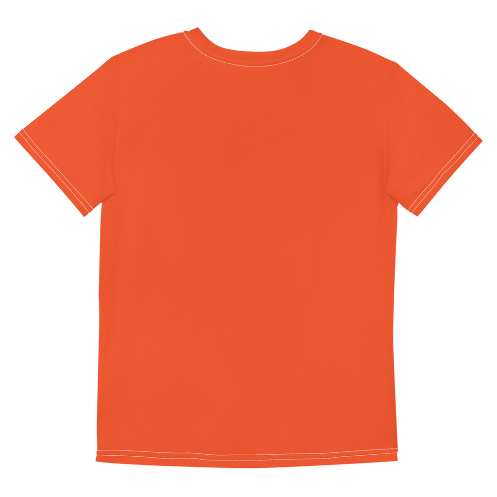 Janai's Orange Lined Flower Crew Neck T-shirt